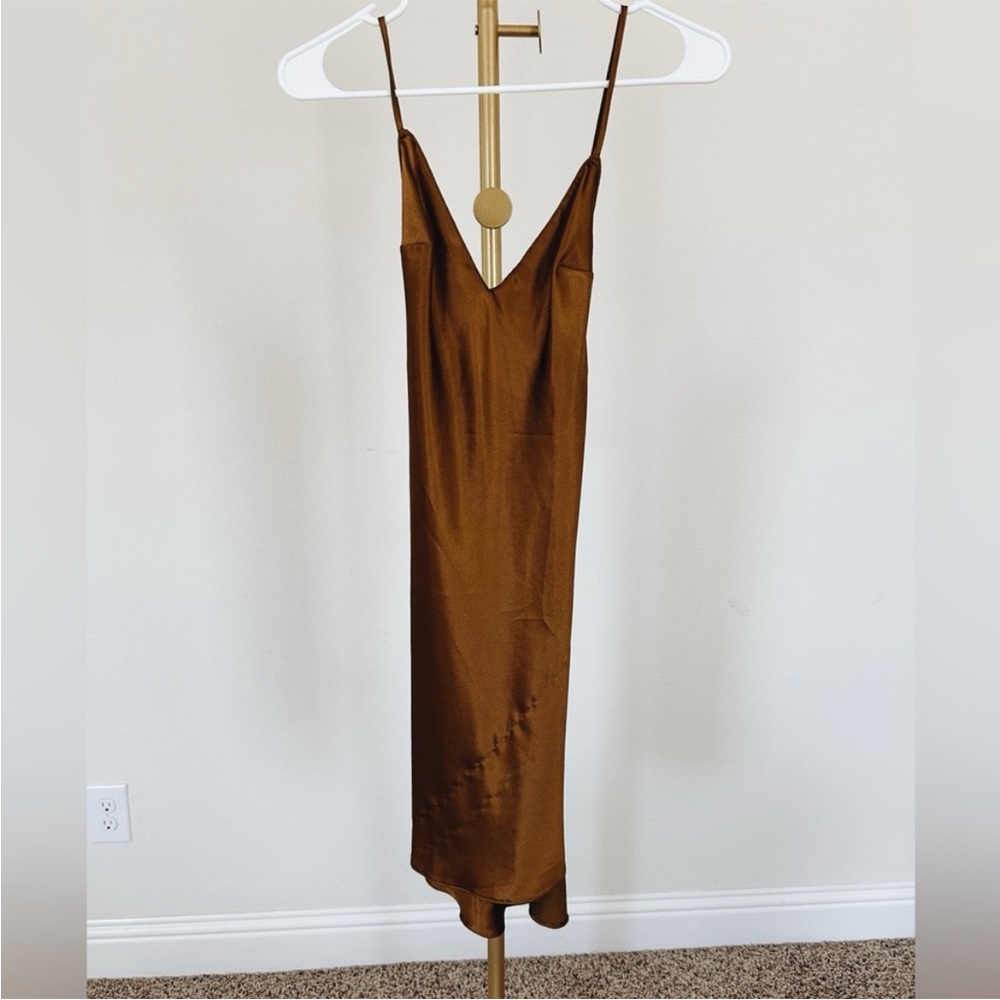 Victoria's Secret Silky Satin Bronze Slip Dress - Size XS